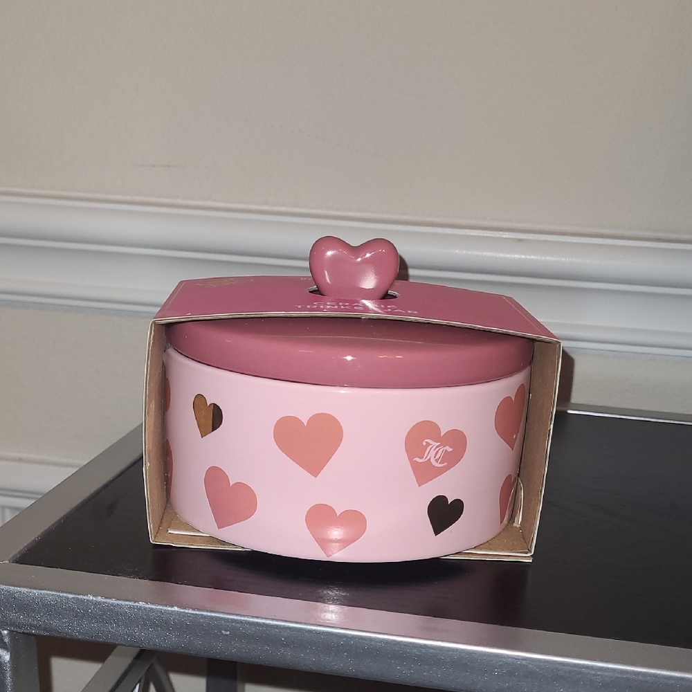 Juicy Couture Pink Heart-Patterned Ceramic Container